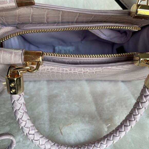 Brand New "bebe” Natalie Mini Satchel Crossbody Lavender Gold LOGO - Picture 5 of 8